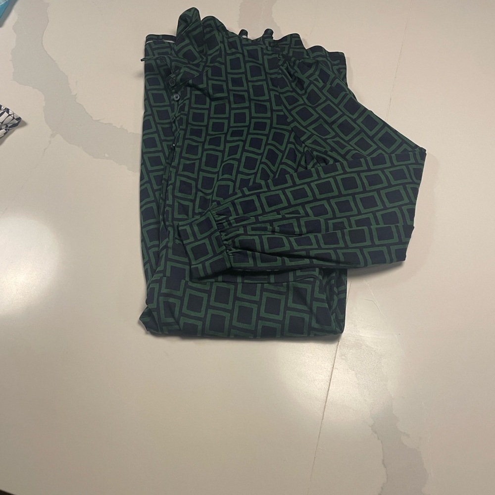 Boden Orla Dark Green/ Navy Geometric Midi Shirt Dress 12 L - Picture 9 of 9
